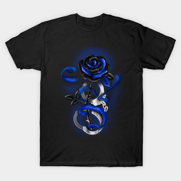 Rose tattoo Police Thin Blue Line T-Shirt by tshirttrending